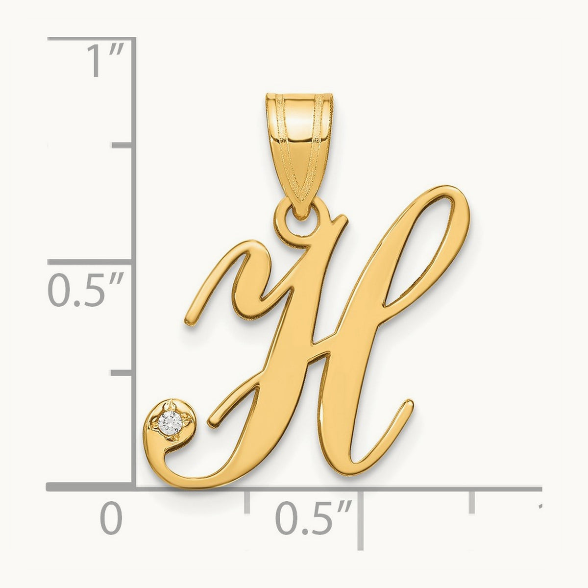 Script Initial Pendant with Diamond — H