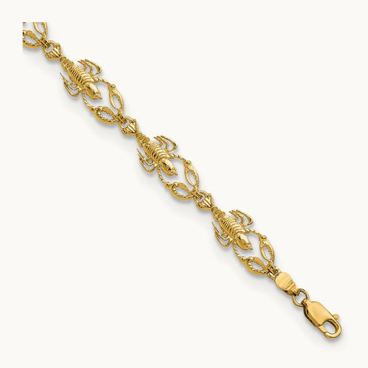 Textured Lobster 7.5in Bracelet, 14K