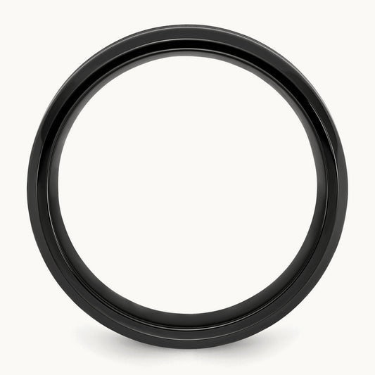 Polished Black IP-plated Brushed Center Band, 8mm, Stainless Steel