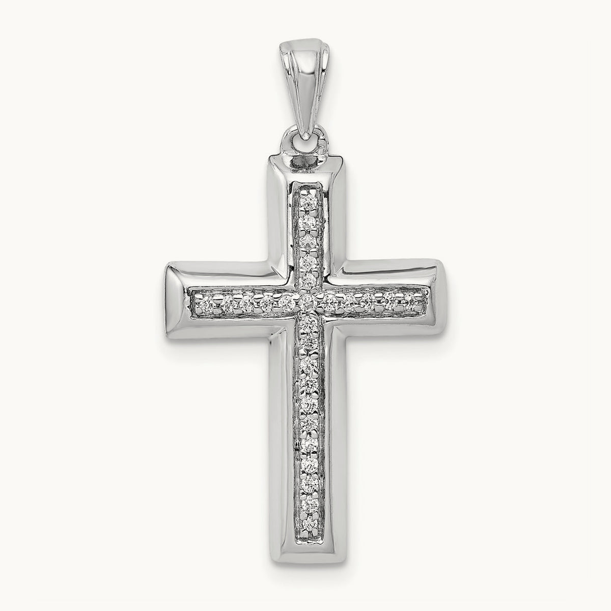 Large Diamond Cross Pendant — 14K White Gold