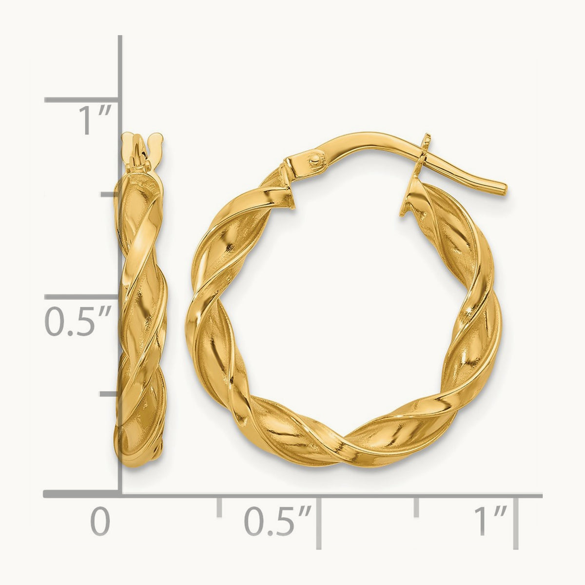 Polished Twisted Hoop Earrings, 3.25mm wide — Leslie's in 14K Yellow Gold