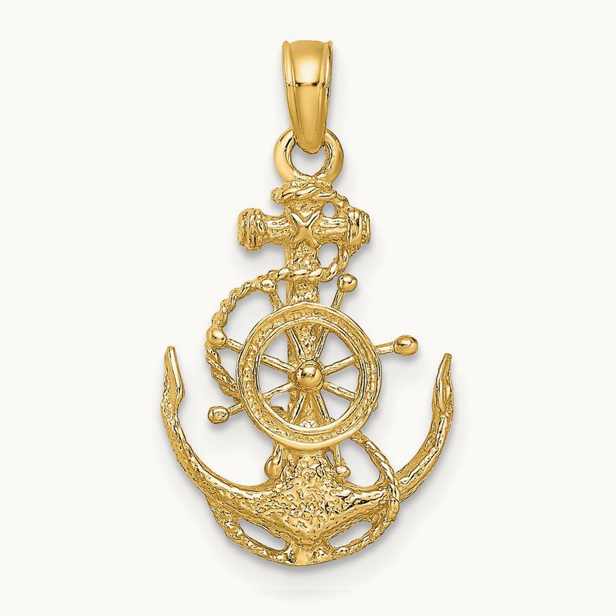 Small Anchor w/Wheel Pendant, 14K