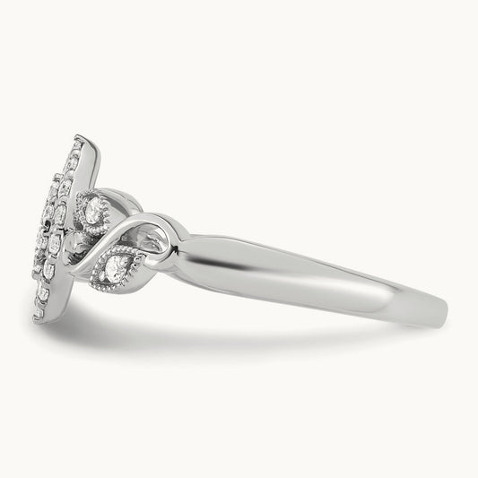 Complete Diamond Cluster Marquise Engagement Ring — 14K White Gold