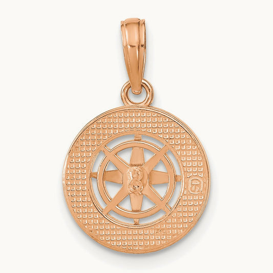 Medium Nautical Compass Pendant, 14K Rose with White Gold