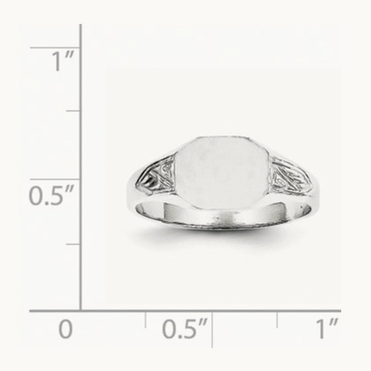 9.0x7. Closed Back Signet Ring, 0mm, 14K White Gold