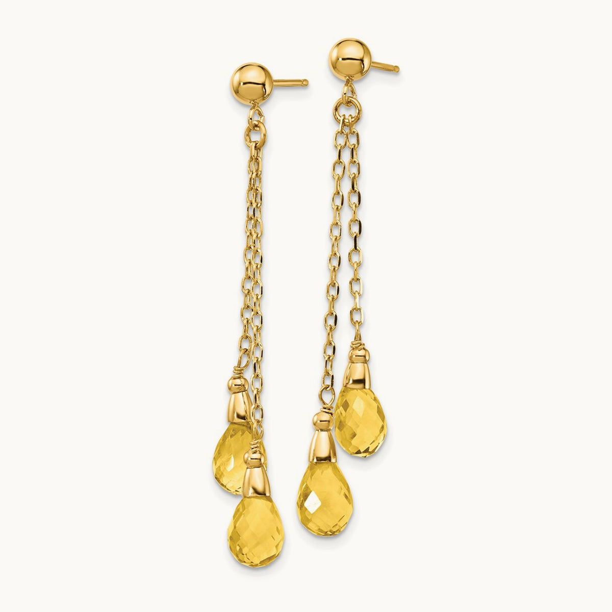 Citrine Dangle Earrings, 14K
