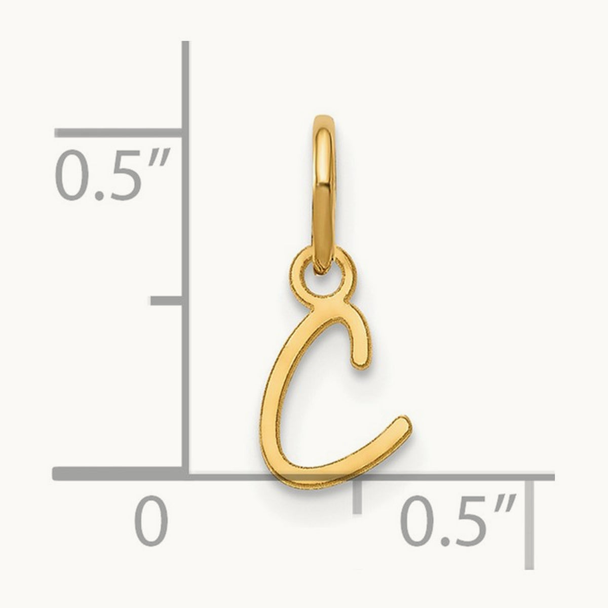Upper case Initial Charm — 14K Yellow Gold, C