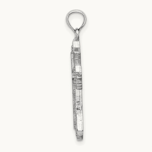 Beaded Cross Charm — 14K White Gold, 23.4mm