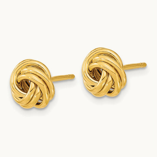 Polished Love Knot Post Earrings, 14K