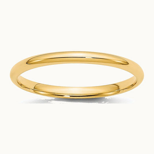 10K Yellow Gold 2mm Lightweight Comfort Fit Wedding Band