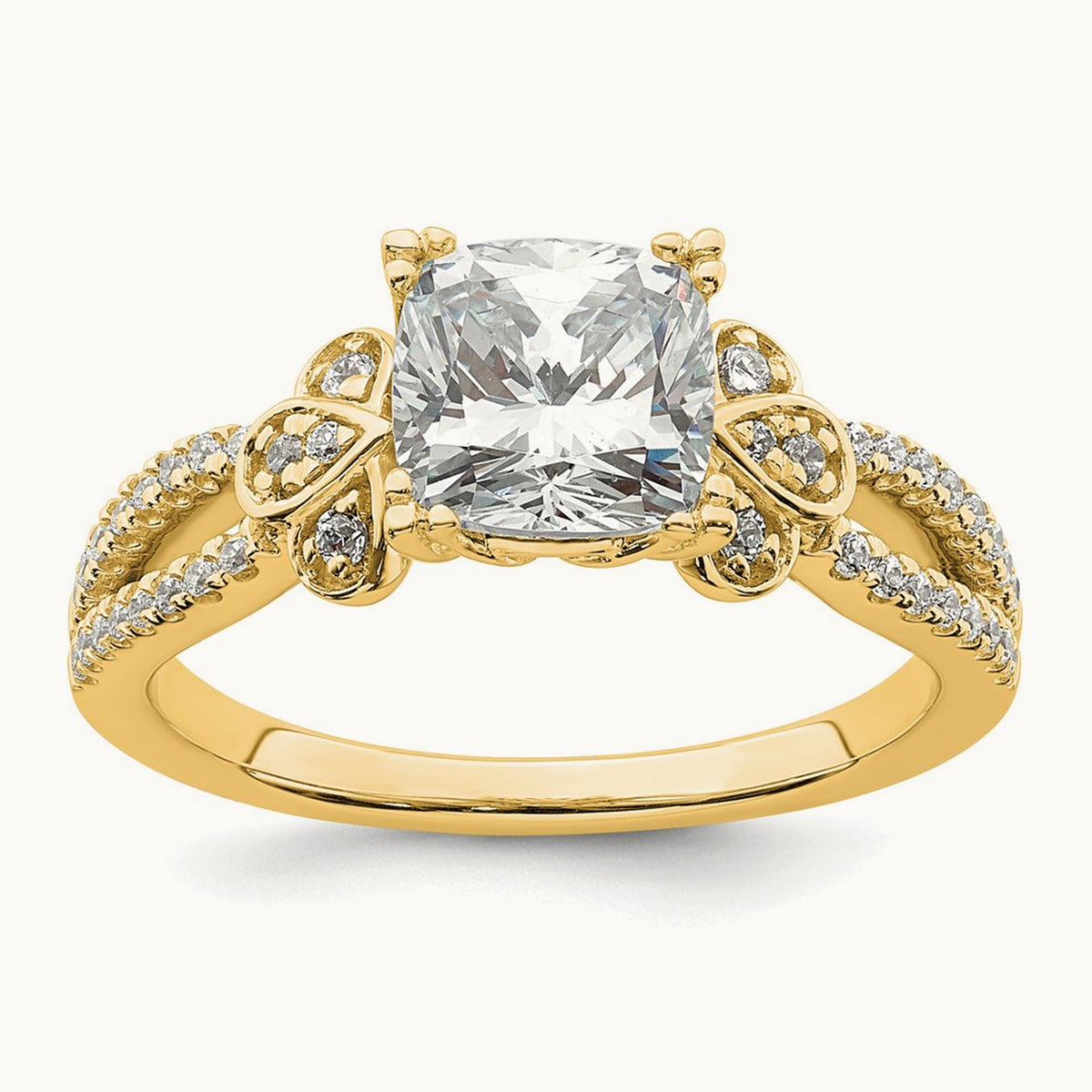 Cushion Split Shank Semi-Mount Engagement Ring — 1 1/2 ct, 7