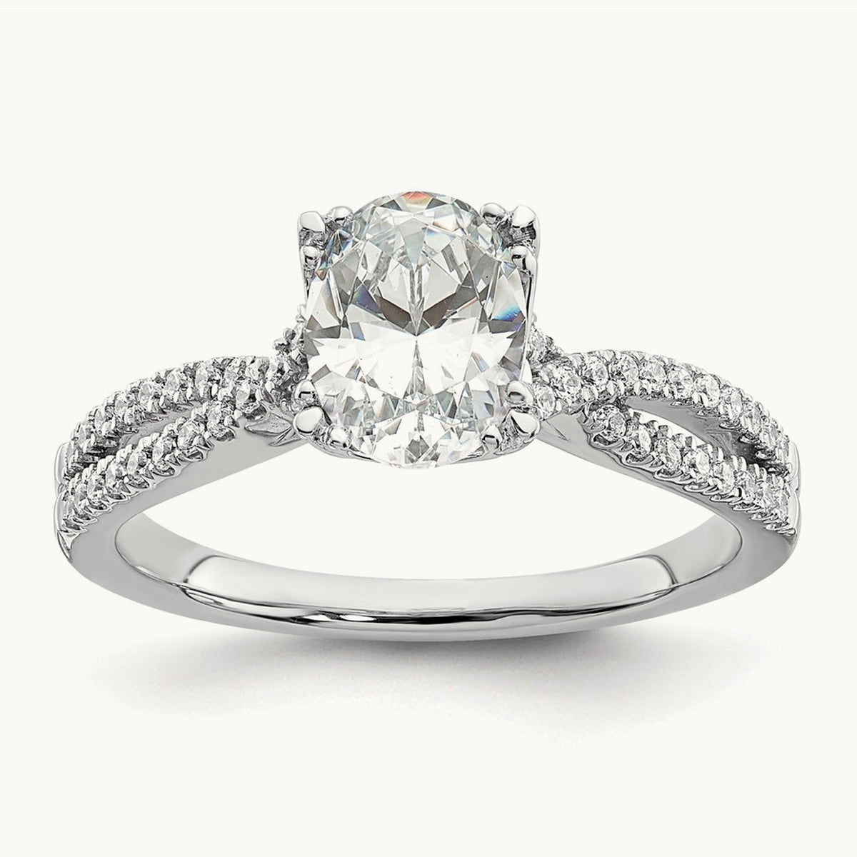 Criss-Cross 1ct Oval Semi-Mount Eng Dia Ring, 14K White Gold