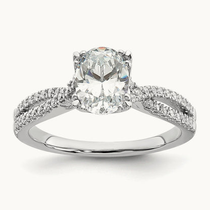 Criss-Cross 1ct Oval Semi-Mount Eng Dia Ring, 14K White Gold