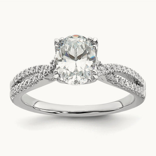 Criss-Cross 1ct Oval Semi-Mount Eng Dia Ring, 14K White Gold