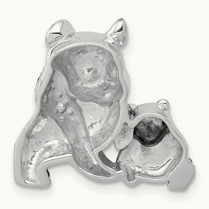 Black Diamond Pandas Chain Slide, 14K White Gold