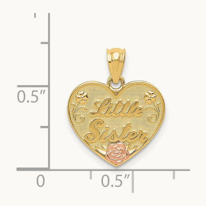 LITTLE SISTER Heart Pendant, 14K Two-tone