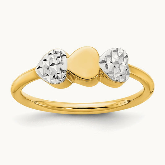 & White Rhodium D/C Hearts Ring, 14K