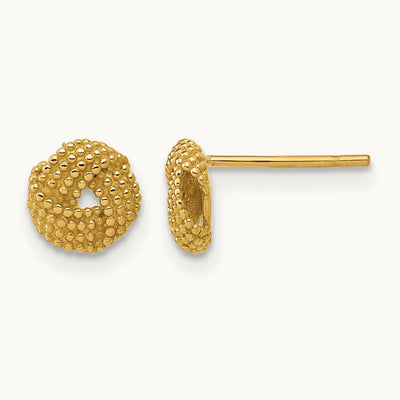 Polished Textured Love Knot Post Earrings, 14K — Leslie's