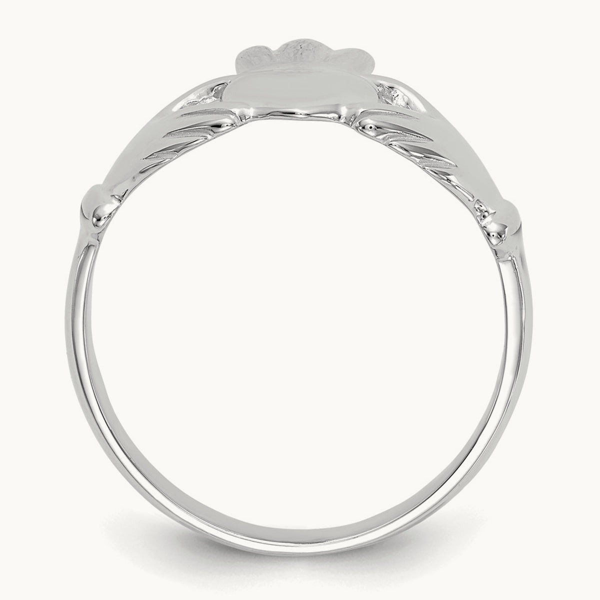 Polished Claddagh Ring, 14K White Gold