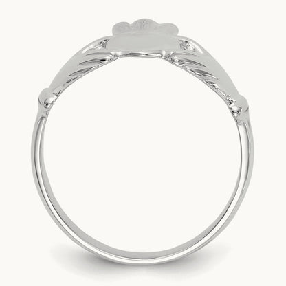 Polished Claddagh Ring, 14K White Gold