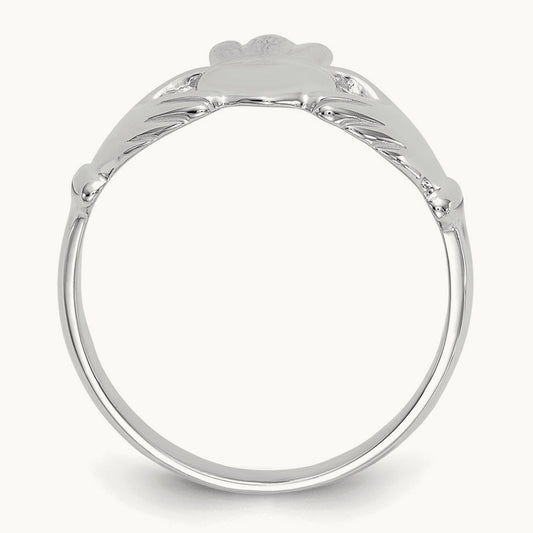 Polished Claddagh Ring, 14K White Gold