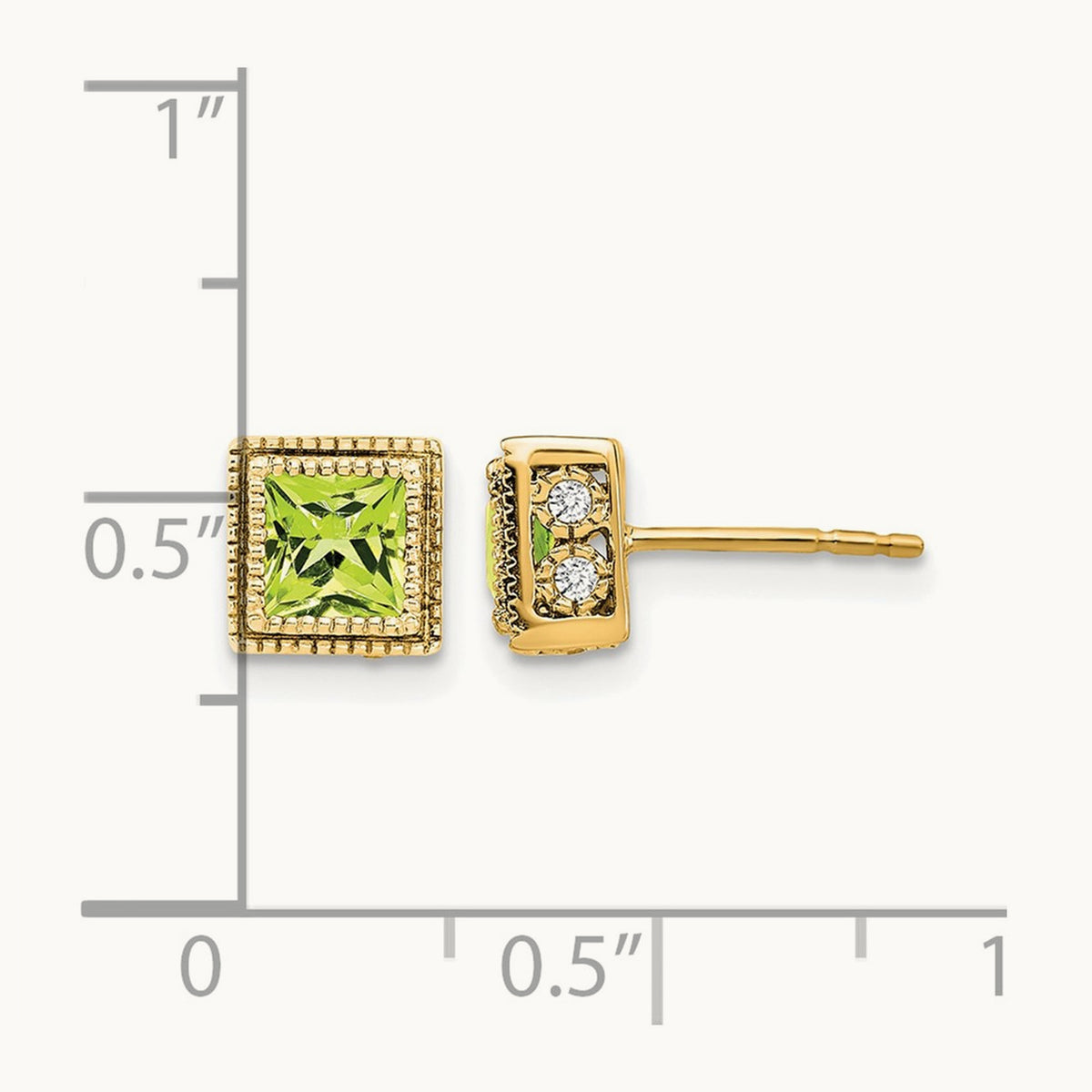 Square Peridot and Diamond Earrings — photo set