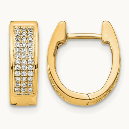 Diamond Small Hinged Oval Hoop Earrings — 14K Yellow Gold