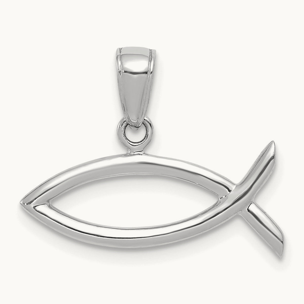 Ichthus Fish Pendant — 14K White Gold