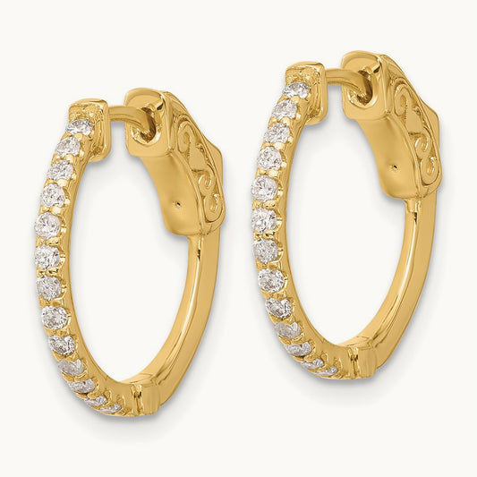 .40ct 26- Round Hoop w/ Safety Clasp Diamond Earrings, 1.5mm, 14K