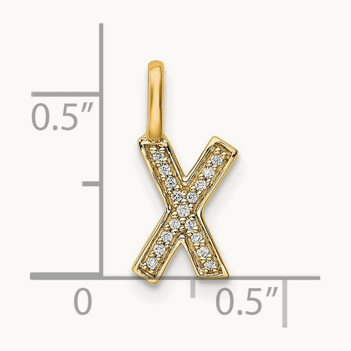 Diamond Letter X Initial Pendant, 14K Gold