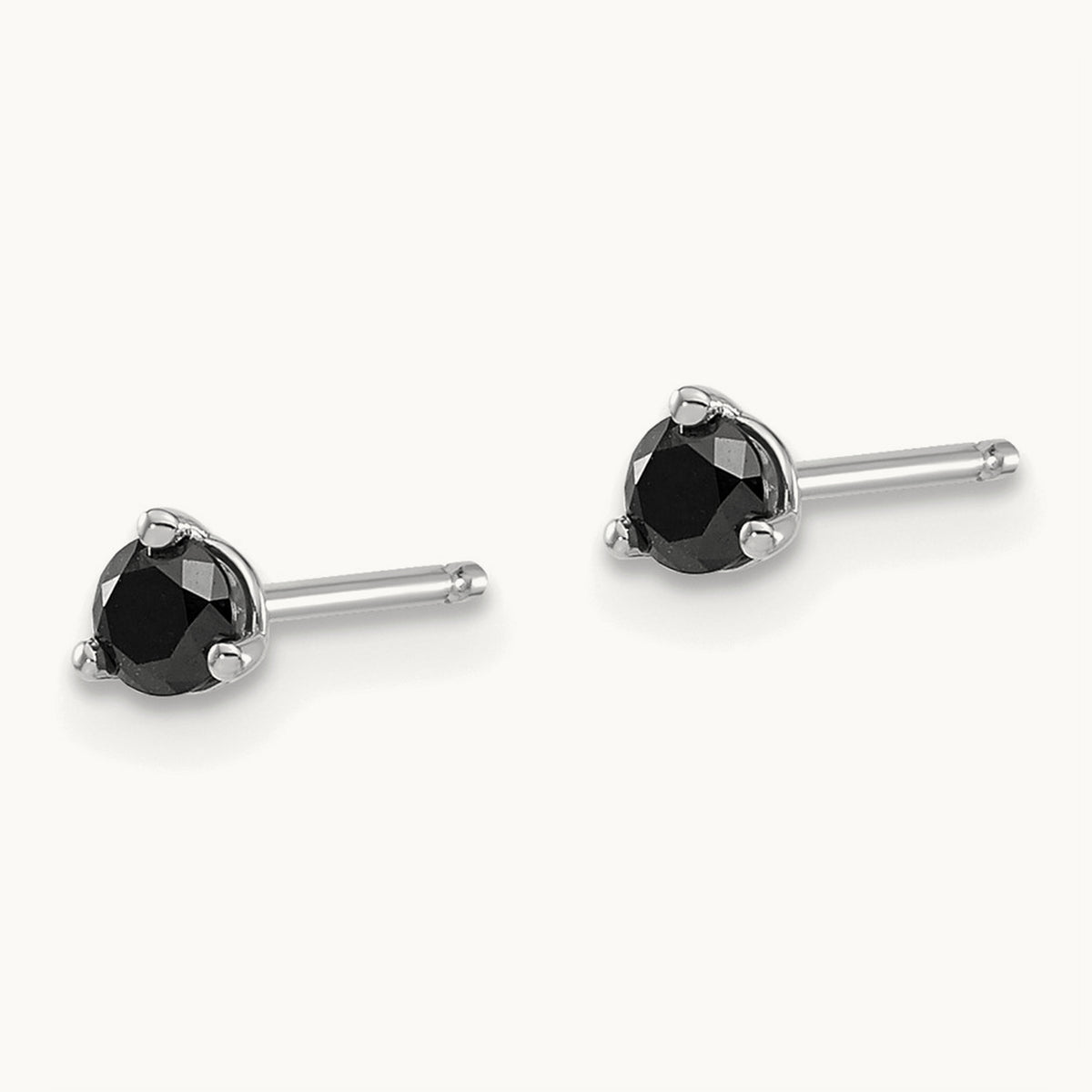 Black Diamond Stud Earrings — 14K White Gold, 4mm, 0.28 ct