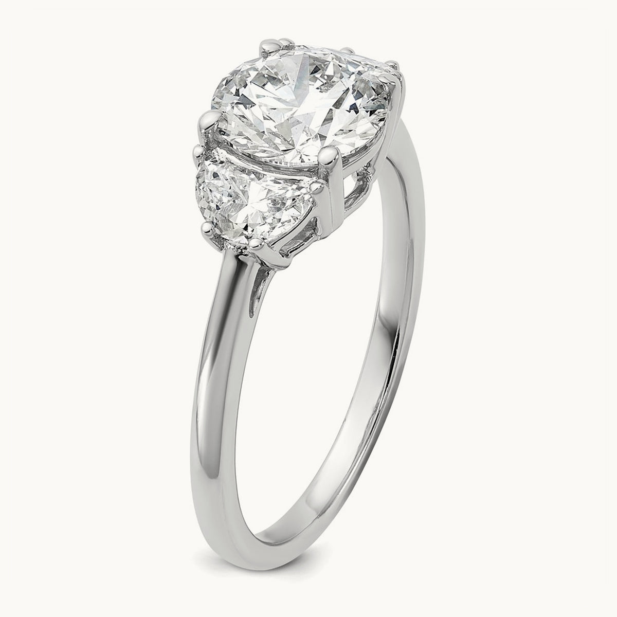 Round 3 Stone Engagement Ring, 1.25-4.00 ct tw Lab-Grown Diamond — 2 ct, 14K White Gold