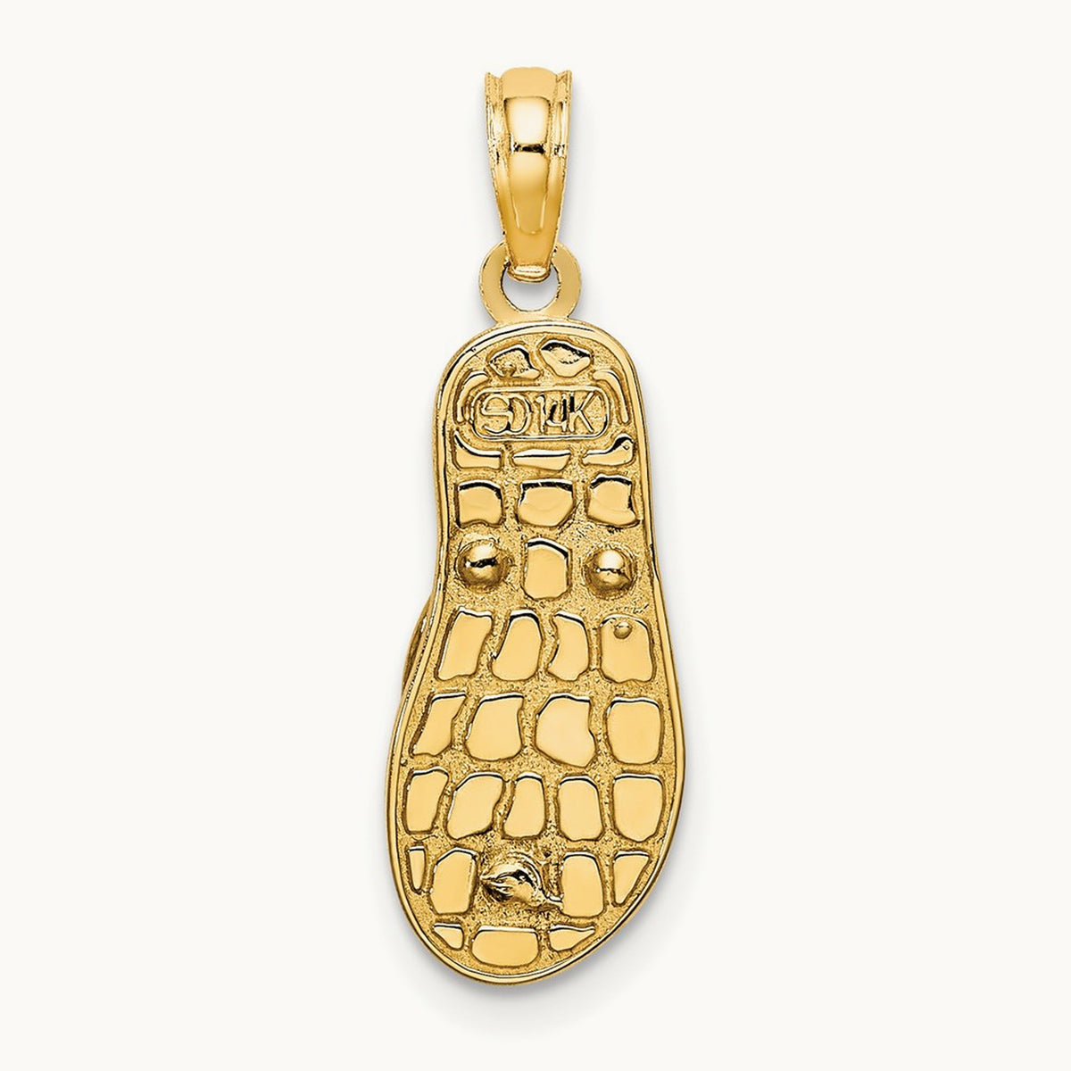 3D Enamel Shell On Blue Polka-Dot Flip-Flop Charm, 14K