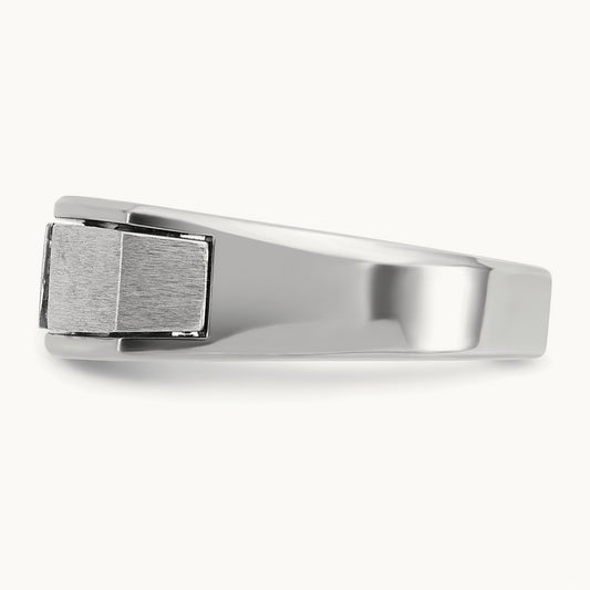 IBGoodman Men's Polished Satin & Antiqued Diamond Ring, 14K White Gold