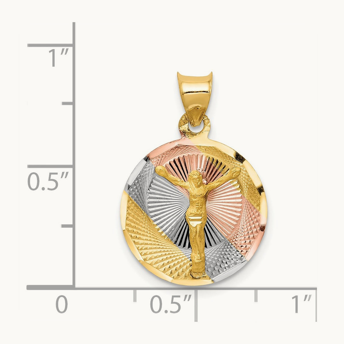 Diamond-cut Corpus Circle Pendant with rose and white rhodium — 22mm