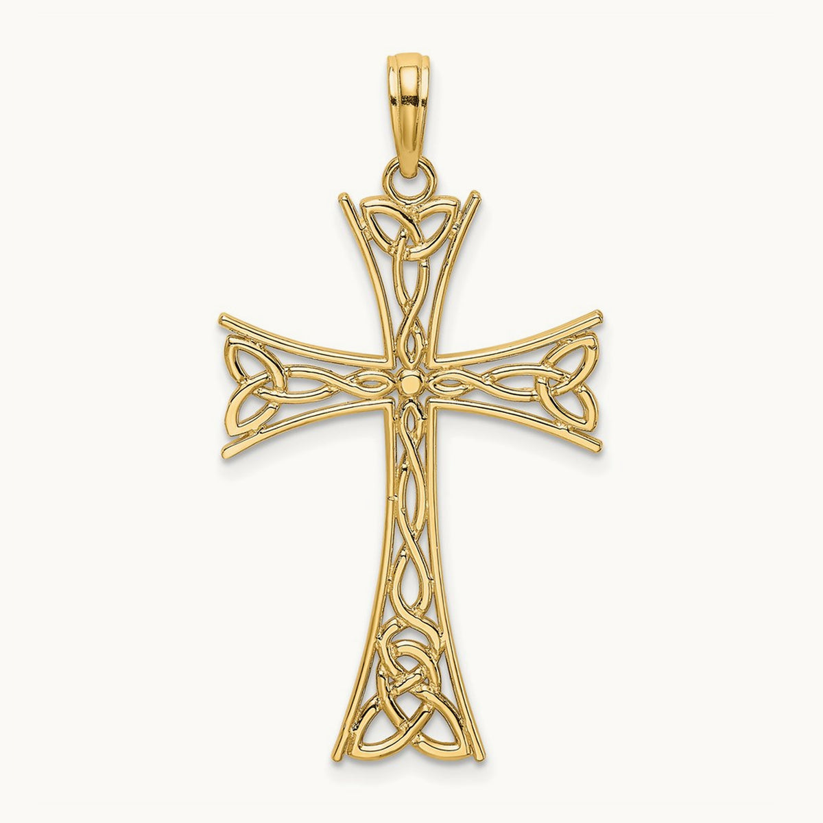 Polished Celtic Knot Cross Charm, 14K