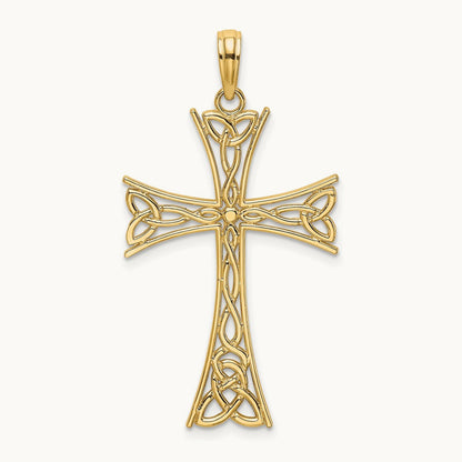 Polished Celtic Knot Cross Charm, 14K