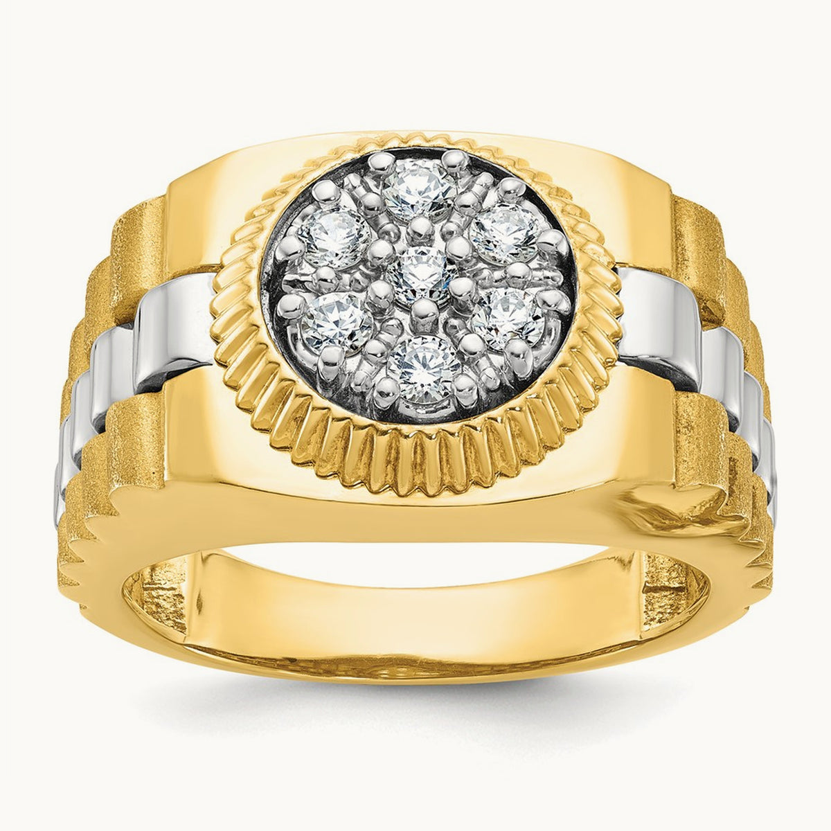 Ribbed Men's Cluster Ring, 0.50 ct tw Lab-Grown Diamond