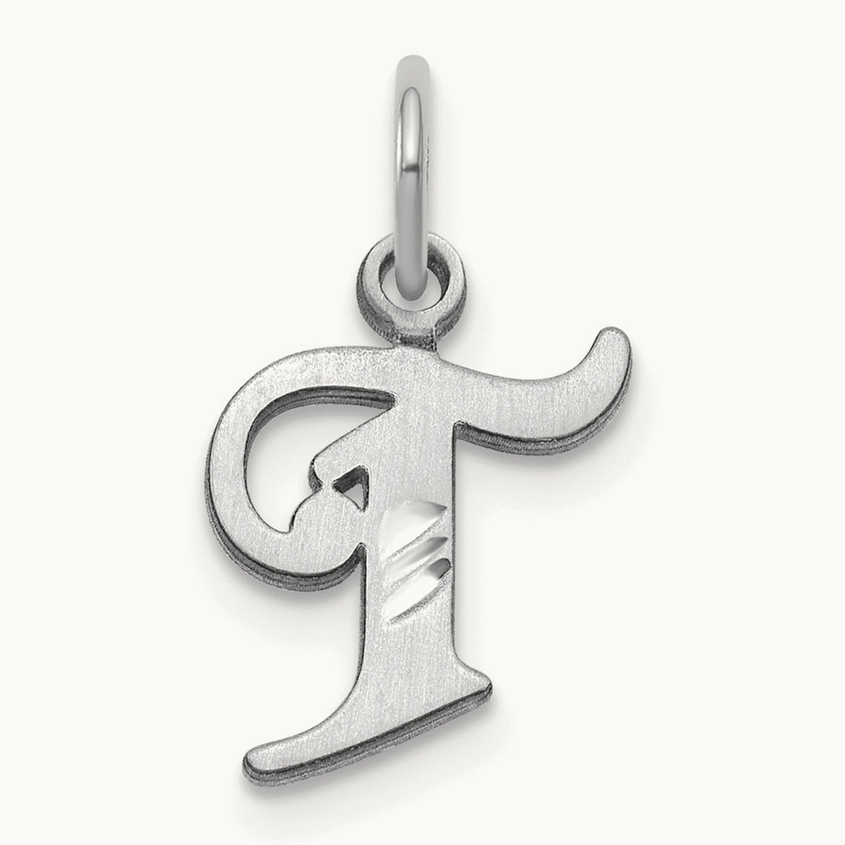 Diamond-cut Initial Charm — 14K White Gold, T