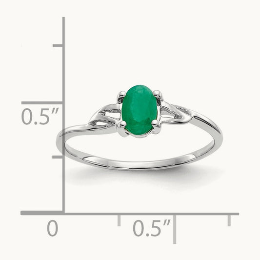 Emerald Birthstone Ring, 14K White Gold