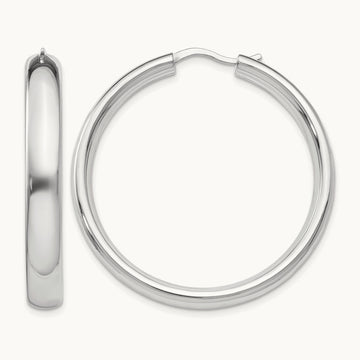 Rhodium-plated Half Round Tube Earrings — 5mm