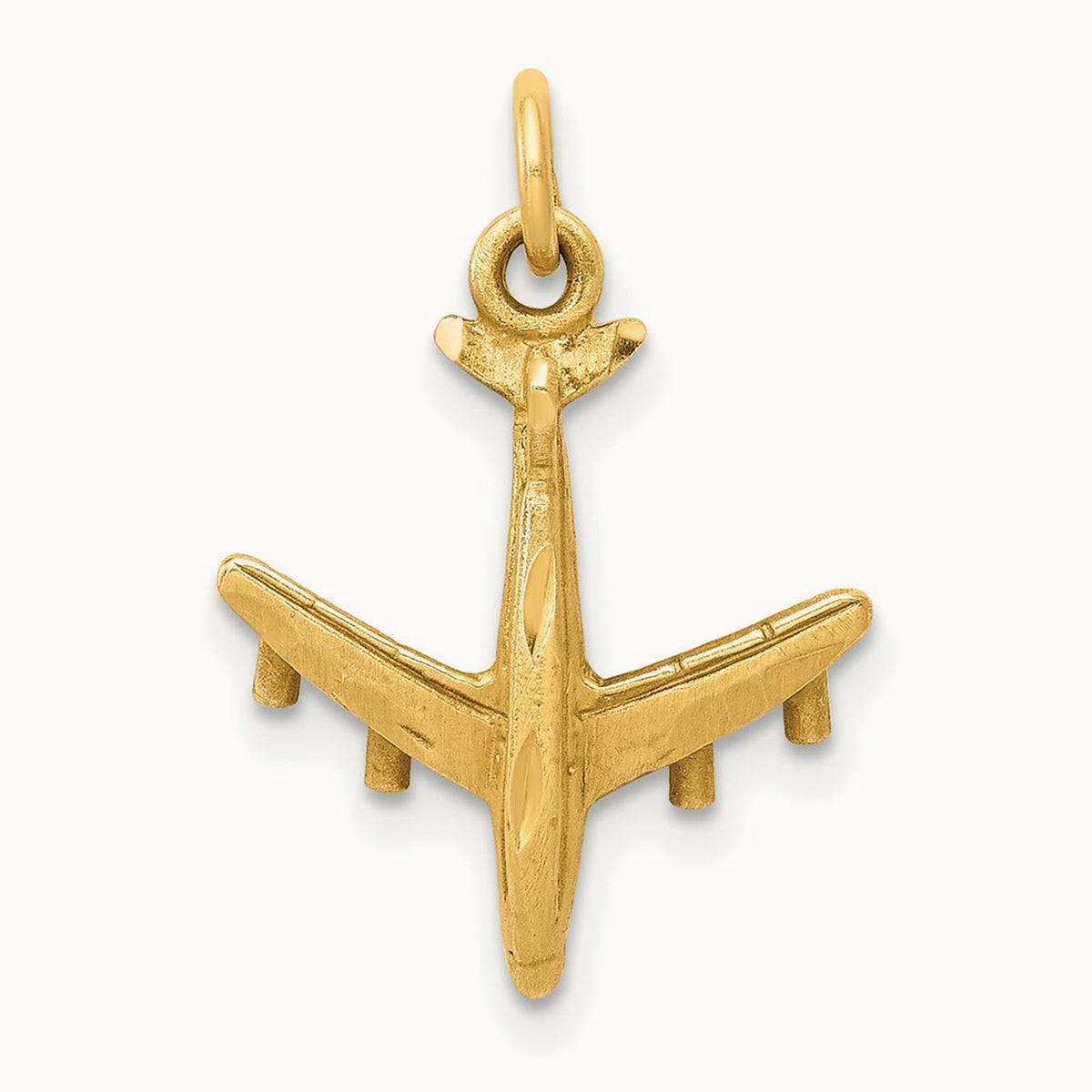 3-D Airplane Charm — 14K Yellow Gold