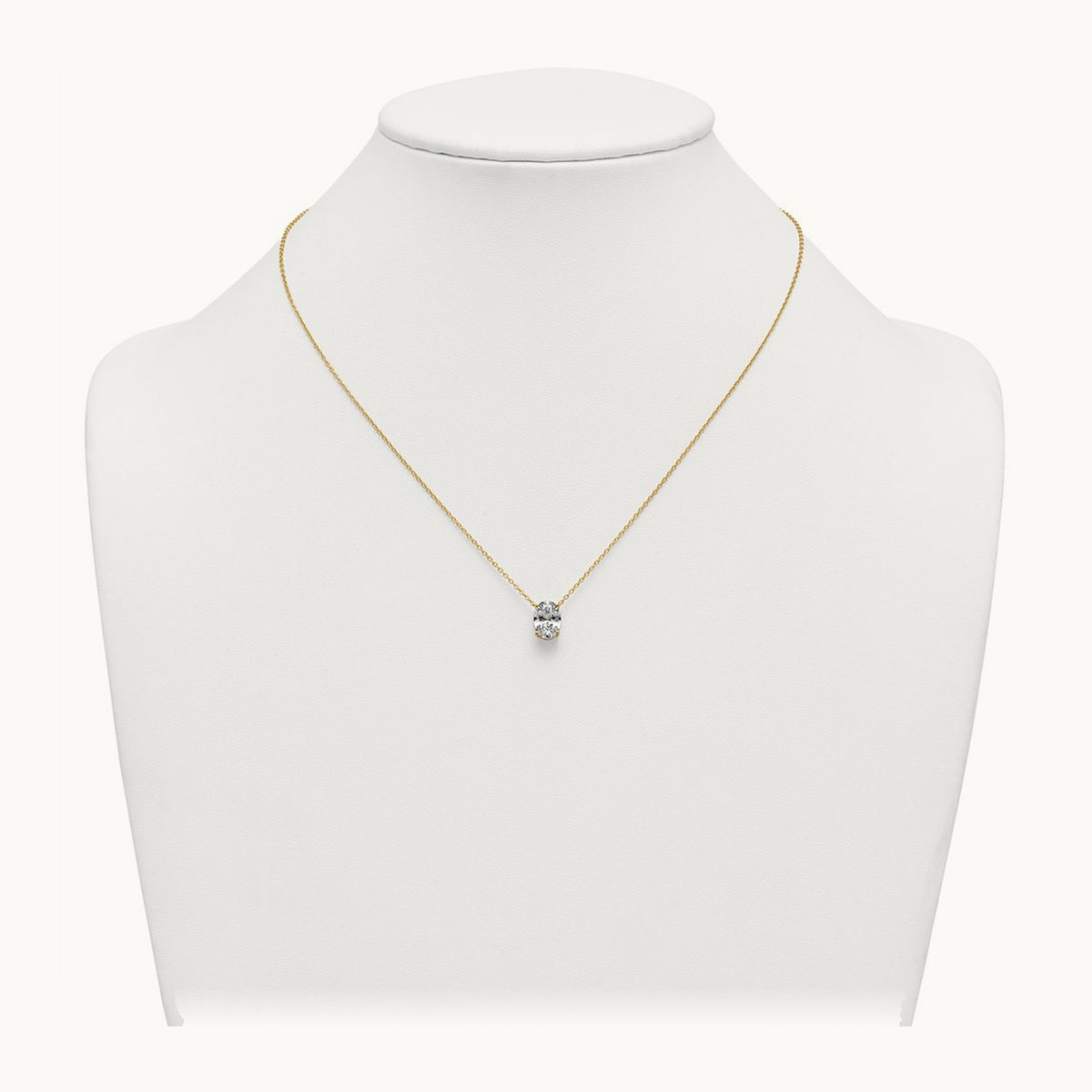 Oval Pendant Necklace, 0.25-4.00 ct tw Lab-Grown Diamond — 2 ct, 14K Yellow Gold
