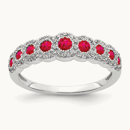 Diamond and Ruby Polished Ring, 14K White Gold