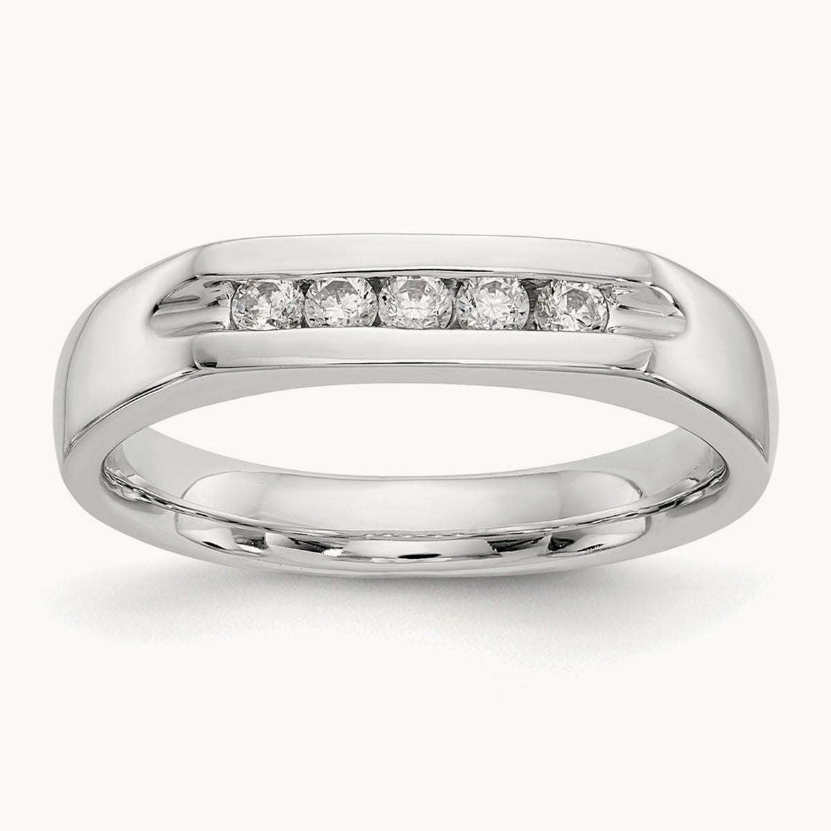 5-Stone Diamond Channel Band, 14K Yellow Gold