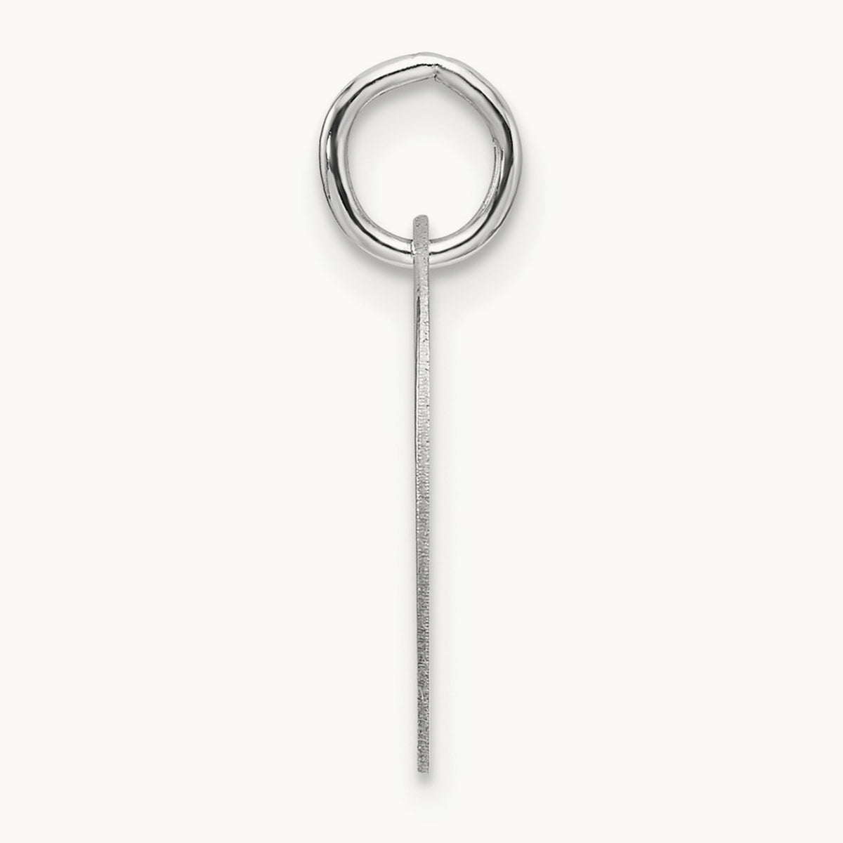 Polished Black Enamel Initial Disk Charm — 14K White Gold, O