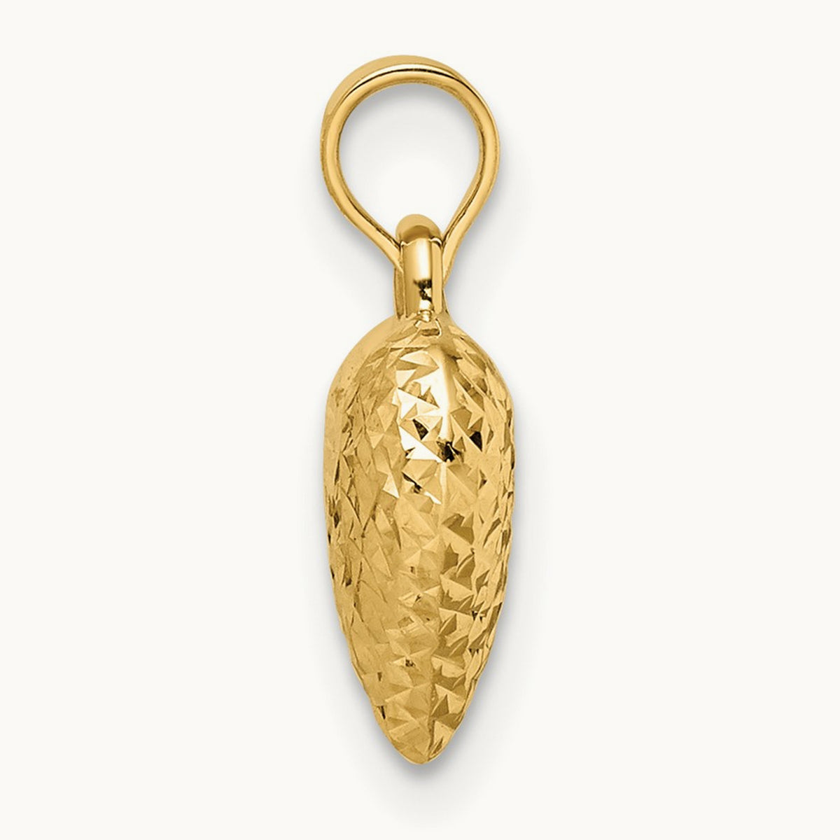 Polished Diamond-cut Medium Puffed Heart Pendant, 14K