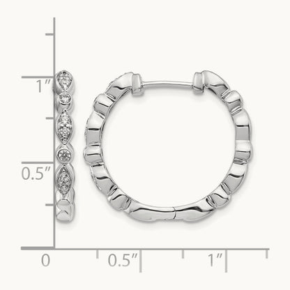 Diamond Hinged Hoop Earrings, 14K White Gold