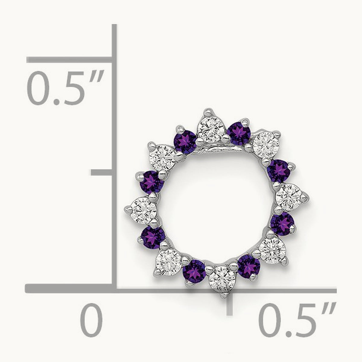 Diamond and .08 Amethyst Fancy Circle Chain Slide, 14K White Gold