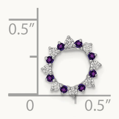 Diamond and .08 Amethyst Fancy Circle Chain Slide, 14K White Gold